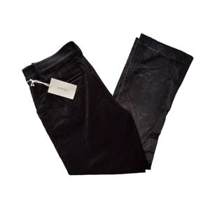 FRAME Black Velet Midrise Wide Leg Ankle Trouser Pants, 6 Short